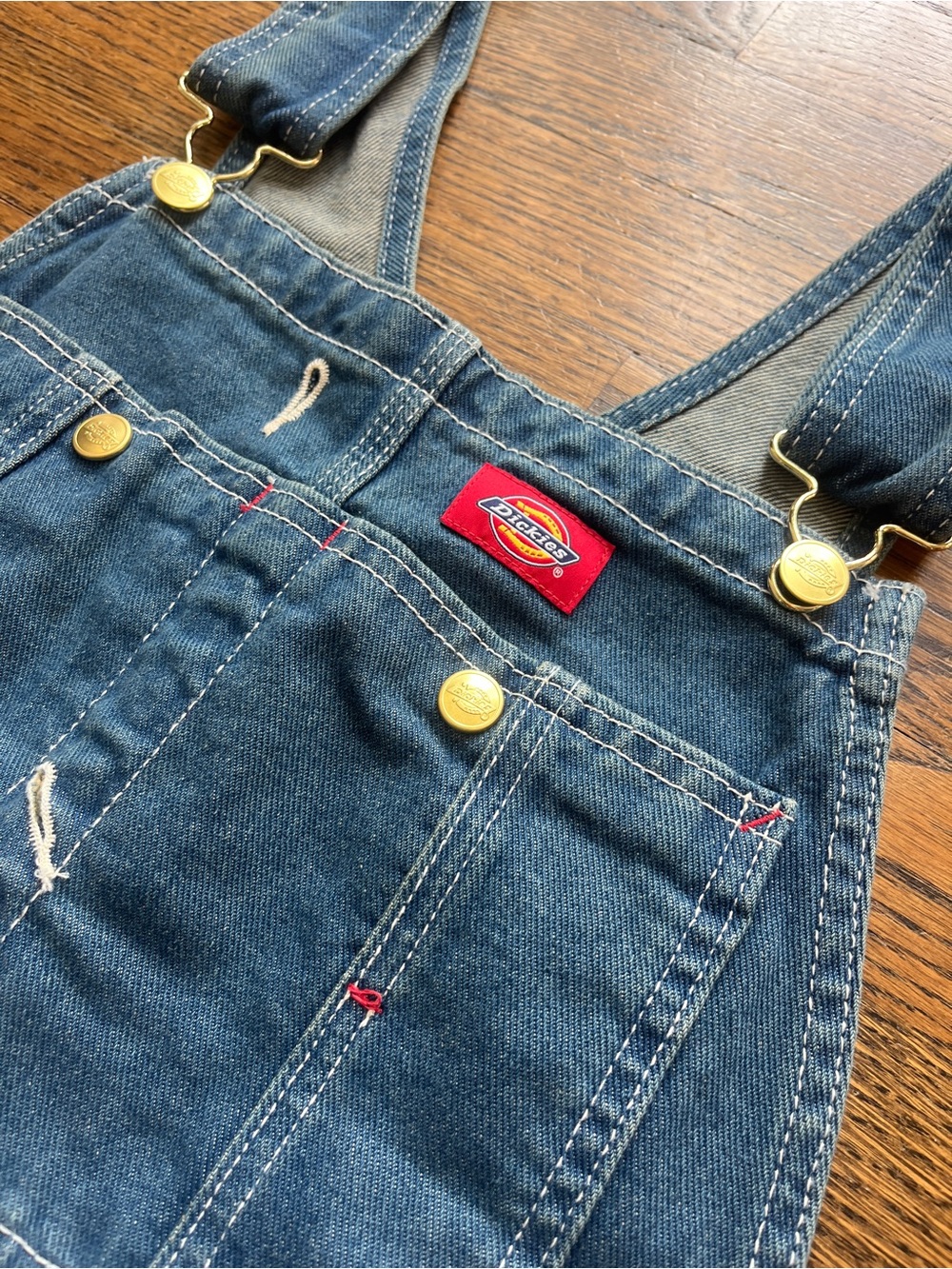 Men’s Dickies Indigo Denim Carpenter Overalls with Logo Tag - Picture 4 of 5